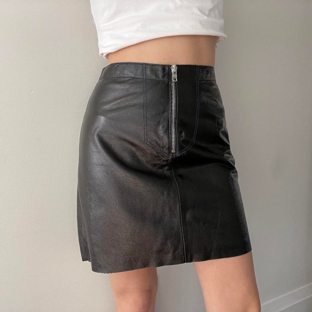 Sandro leather black mini skirt